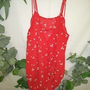 Plus Size Red Floral Tank Top